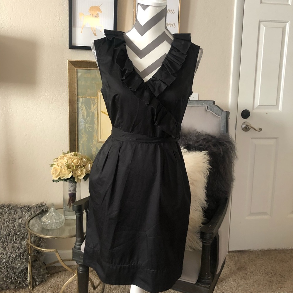 Ann Taylor loft black sleeveless ruffle dress